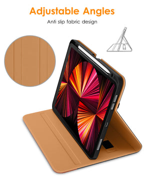 DTTO Case for iPad Pro 11 Inch 4th/3rd/2nd/1st Generation 2022/2021/2020/2018,Premium PU Leather Folio Stand Cover with Hand Strap,Fit iPad Air 4/5 - Auto Wake/Sleep,Multiple Viewing Angles, Brown