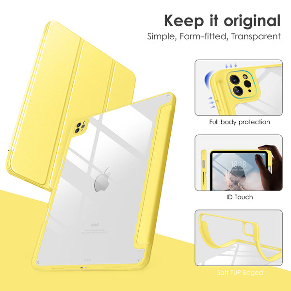 DTTOCASE for iPad Air Case 5th / 4th Generation 10.9 Inch (2022/2020),iPad Pro 11 Inch Case with Transparent Shockproof Back Cover[Built-in Pencil Holder,Auto Sleep/Wake,Camera Protection]-Blue Purple