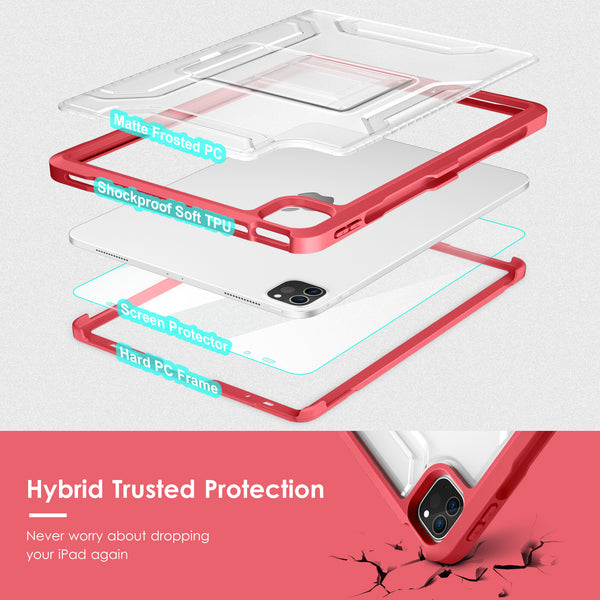 DTTOCASE for iPad Pro 11 Inch Case, iPad Air 5th / 4th Generation 10.9 Inch (2022/2020) Case with Matte Frosted Shockproof Back Back [Anti-Scratch,Support Touch ID,Camera Protection]-Black