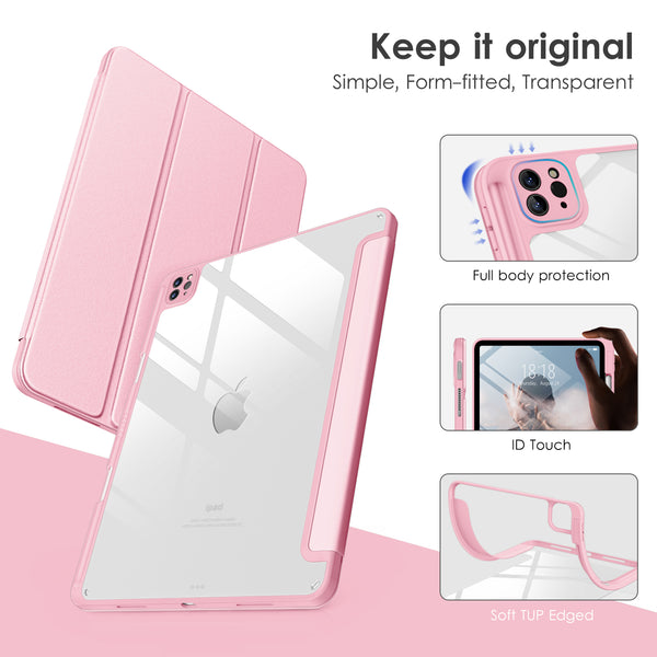 DTTOCASE for iPad Air Case 5th / 4th Generation 10.9 Inch (2022/2020),iPad Pro 11 Inch Case with Transparent Shockproof Back Cover[Built-in Pencil Holder,Auto Sleep/Wake,Camera Protection]-Blue Purple