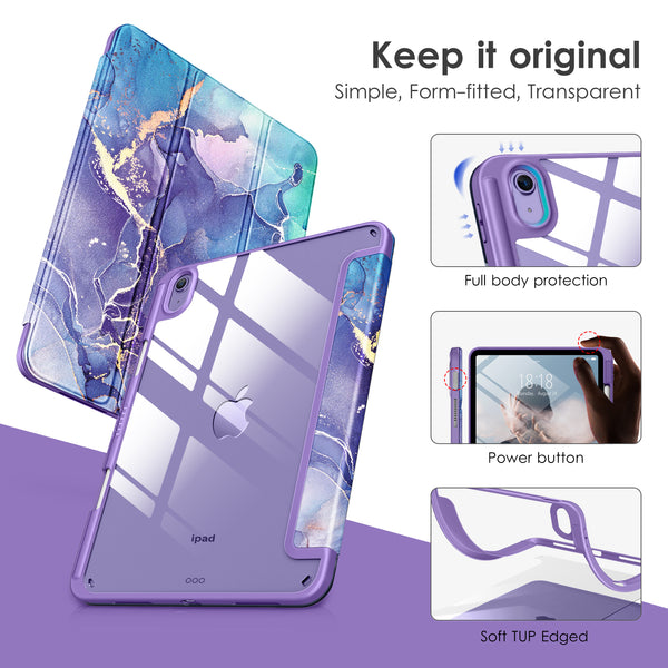 DTTOCASE iPad 10th Generation Case 2022, iPad 10.9 Inch Case with Clear Transparent Back and TPU Shockproof Frame Cover [Built-in Pencil Holder, Support Auto Sleep/Wake] -Watermelon