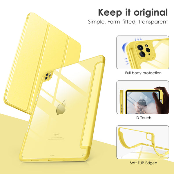 DTTOCASE iPad Pro 12.9 Case 6th / 5th / 4th / 3rd Generation 2022/2021 / 2020/2018,12.9 inch Clear Back Cover[Built-in Pencil Holder,Auto Sleep/Wake,Camera Protection] for iPad Pro-Blue Purple