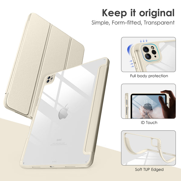 DTTOCASE for iPad Air Case 5th / 4th Generation 10.9 Inch (2022/2020),iPad Pro 11 Inch Case with Transparent Shockproof Back Cover[Built-in Pencil Holder,Auto Sleep/Wake,Camera Protection]-Blue Purple