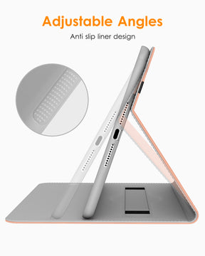DTTO iPad Mini 1 2 3 Case, Premium Leather Folio Stand Cover Case with Multi-Angle Viewing and Auto Wake-Sleep Function, Front Pocket for Apple iPad Mini 1/Mini 2/Mini 3 - Brown