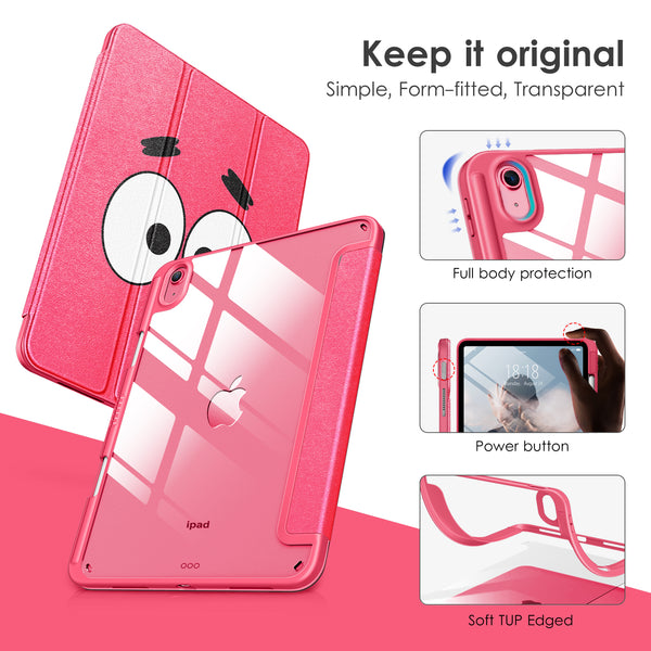 DTTOCASE iPad 10th Generation Case 2022, iPad 10.9 Inch Case with Clear Transparent Back and TPU Shockproof Frame Cover [Built-in Pencil Holder, Support Auto Sleep/Wake] -Watermelon