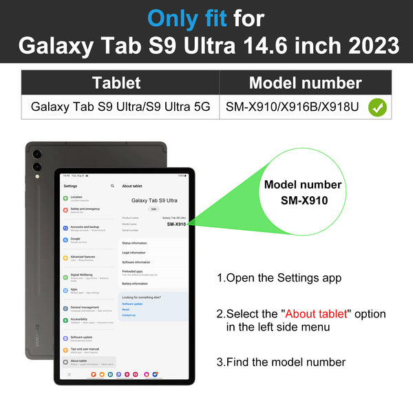 DTTO for Samsung Galaxy Tab S9 Ultra 14.6 inch Case 2023, Premium Leather Business Folio Stand Cover with S Pen Holder for Galaxy Tablet S9 Ultra 14.6’’ 2023 Model [SM-X910/X916B/X918U], Brown