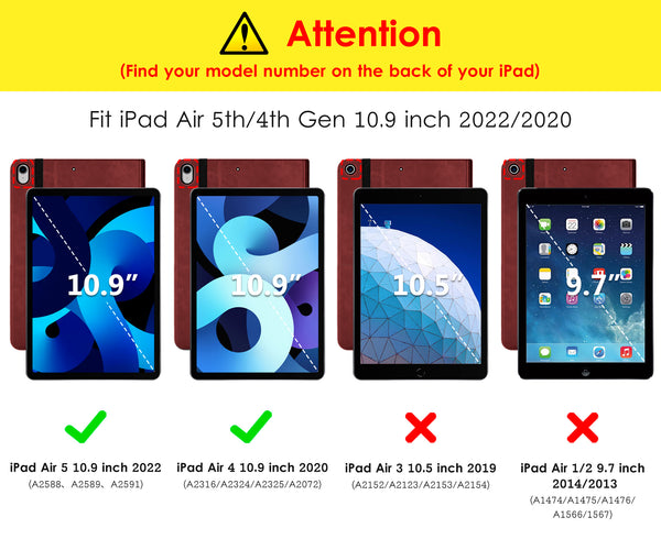 DTTO iPad Air 5th Generation Case (2022) / iPad Air 4th Generation Case (2020) 10.9 Inch, Premium Leather Business Folio Stand Cover with Pencil Holder [2nd Pencil Charging] for iPad Air 5/4, Brown