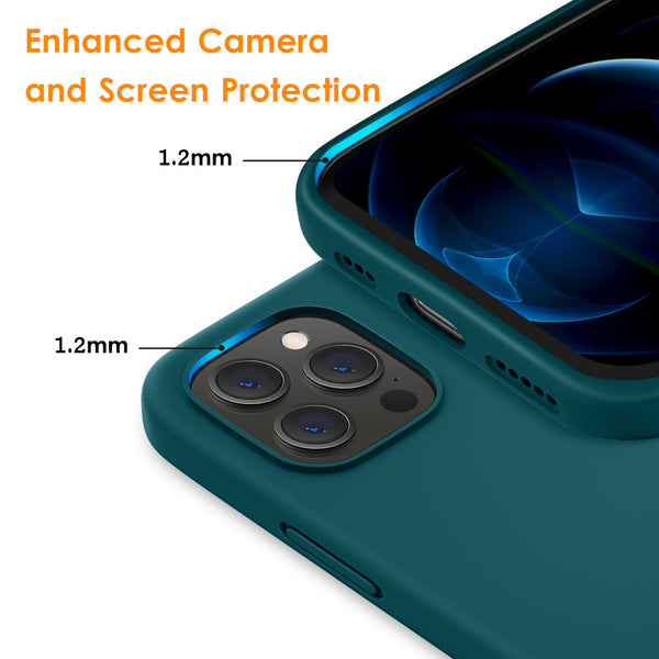 DTTO Compatible with iPhone 12/12 Pro Case,Shockproof Silicone [Romance Series] Cover [Enhanced Camera and Screen Protection] with Honeycomb Grid Cushion for iPhone 12 6.1” 2020,Midnight Green