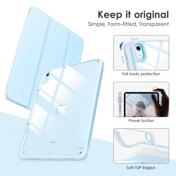 DTTOCASE iPad 10th Generation Case 2022, iPad 10.9 Inch Case with Clear Transparent Back and TPU Shockproof Frame Cover [Built-in Pencil Holder, Support Auto Sleep/Wake] -Watermelon