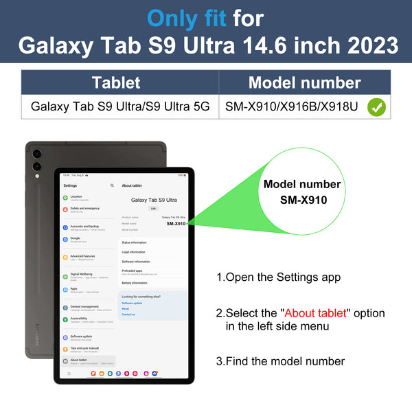 DTTO for Samsung Galaxy Tab S9 Ultra 14.6 inch Case 2023, Premium Leather Business Folio Stand Cover with S Pen Holder for Galaxy Tablet S9 Ultra 14.6’’ 2023 Model [SM-X910/X916B/X918U], Brown