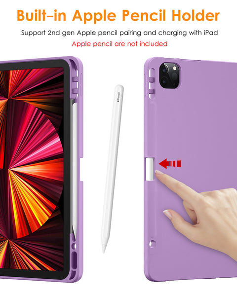 DTTO Case for iPad Pro 11 inch 4th/3rd/2nd/1st Generation 2022/2021/2020/2018, Slim Trifold Stand Soft TPU Back Cover with Built-in Pencil Holder,Also Fit iPad Air 5/4, [Auto Sleep/Wake],Navy Blue