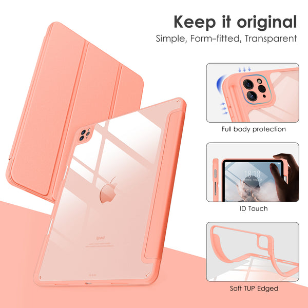 DTTOCASE for iPad Air Case 5th / 4th Generation 10.9 Inch (2022/2020),iPad Pro 11 Inch Case with Transparent Shockproof Back Cover[Built-in Pencil Holder,Auto Sleep/Wake,Camera Protection]-Blue Purple