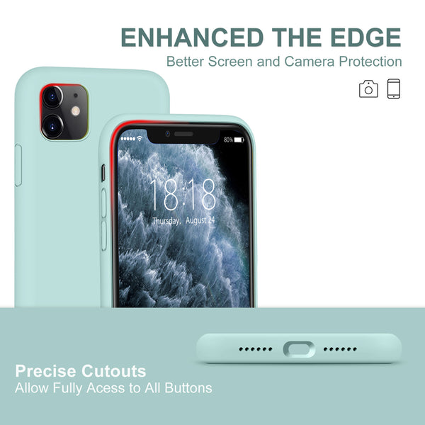 DTTO Compatible with iPhone 11 Case, [Romance Series] Full Covered Silicone Cover [Enhanced Camera and Screen Protection] with Honeycomb Grid Pattern Cushion for iPhone 11 6.1” 2019, Mint Green