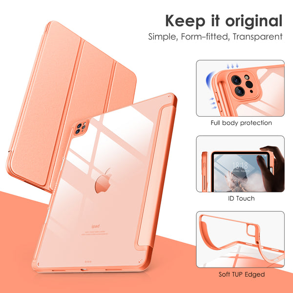 DTTOCASE iPad Pro 12.9 Case 6th / 5th / 4th / 3rd Generation 2022/2021 / 2020/2018,12.9 inch Clear Back Cover[Built-in Pencil Holder,Auto Sleep/Wake,Camera Protection] for iPad Pro-Blue Purple