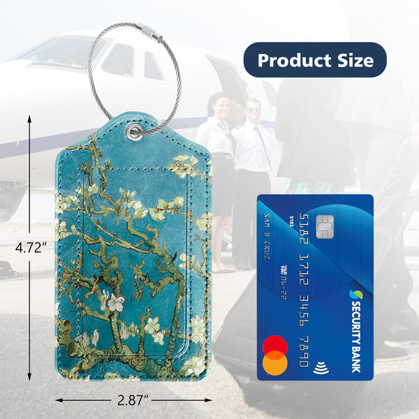 2 Pcs Luggage Tags for Suitcases, DTTO PU Leather Travel Name ID Labels with Privacy Flap, Stainless Steel Loop for Women/Men/Kids/Girls, Marble Pink