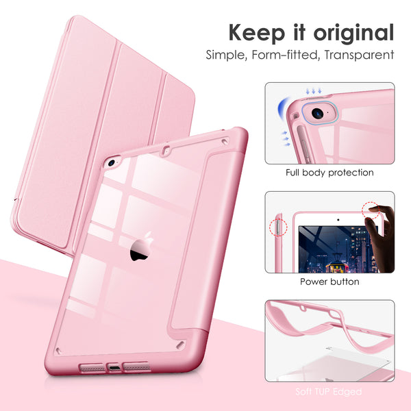 DTTOCASE Slim Clear Case for iPad Mini 4 5 3 2 1 (7.9 inch),TPU Shockproof Frame Cover[Support Auto Sleep/Wake] for iPad Mini 1st 2nd 3rd 4th 5th Generation - Rose Gold