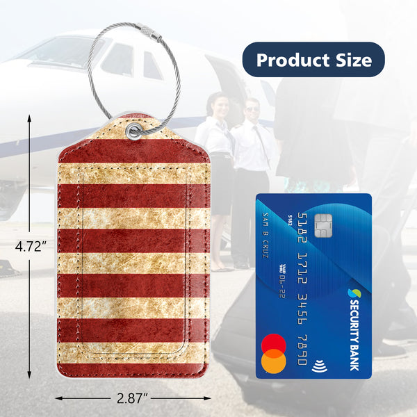 2 Pcs Luggage Tags for Suitcases, DTTO PU Leather Travel Name ID Labels with Privacy Flap, Stainless Steel Loop for Women/Men/Kids/Girls, Marble Pink