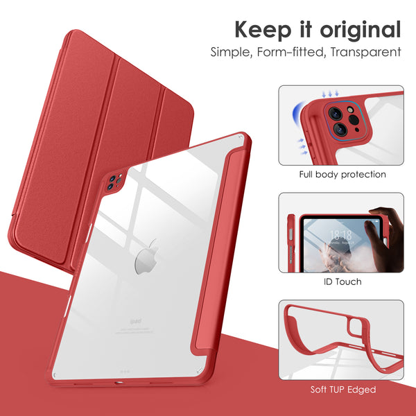 DTTOCASE for iPad Air Case 5th / 4th Generation 10.9 Inch (2022/2020),iPad Pro 11 Inch Case with Transparent Shockproof Back Cover[Built-in Pencil Holder,Auto Sleep/Wake,Camera Protection]-Blue Purple