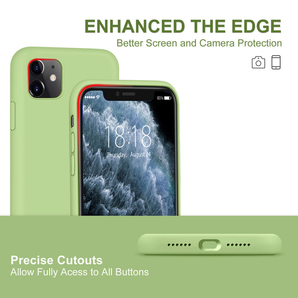 DTTO Compatible with iPhone 11 Case, [Romance Series] Full Covered Silicone Cover [Enhanced Camera and Screen Protection] with Honeycomb Grid Pattern Cushion for iPhone 11 6.1” 2019, Mint Green