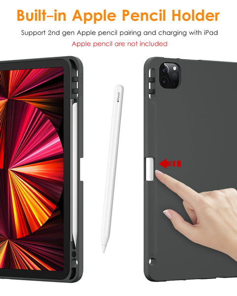 DTTO Case for iPad Pro 11 inch 4th/3rd/2nd/1st Generation 2022/2021/2020/2018, Slim Trifold Stand Soft TPU Back Cover with Built-in Pencil Holder,Also Fit iPad Air 5/4, [Auto Sleep/Wake],Navy Blue