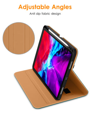 DTTO iPad Pro 12.9 6th / 5th / 4th / 3rd Generation Case 2022/2021/2020/2018, Premium Leather Folio Stand Cover with Built-in Apple Pencil Holder -Auto Wake/Sleep and Multi Viewing Angles,Brown