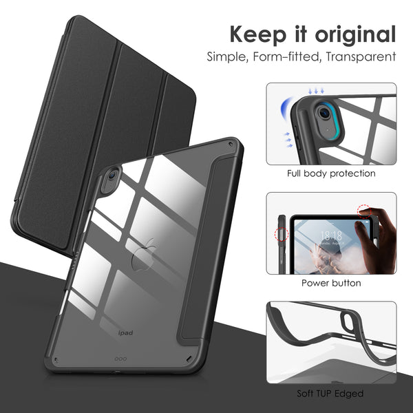 DTTOCASE iPad 10th Generation Case 2022, iPad 10.9 Inch Case with Clear Transparent Back and TPU Shockproof Frame Cover [Built-in Pencil Holder, Support Auto Sleep/Wake] -Watermelon