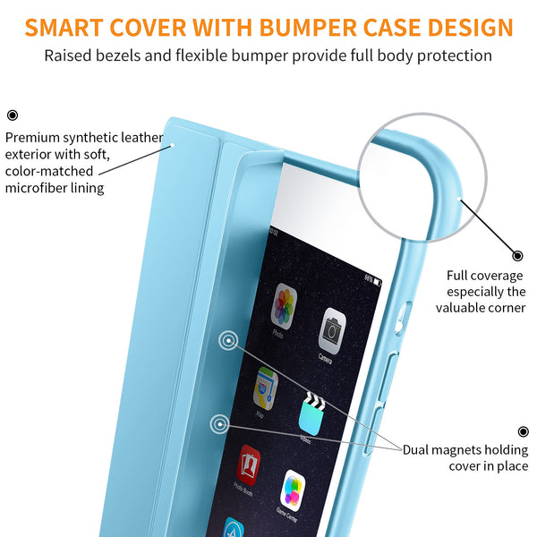 iPad Mini Case for iPad Mini 3/2 / 1, DTTO Ultra Slim Lightweight Smart Case Trifold Cover Stand with Flexible Soft TPU Back Cover for iPad Apple Mini, Mini 2, Mini 3 [Auto Sleep/Wake],NavyBlue