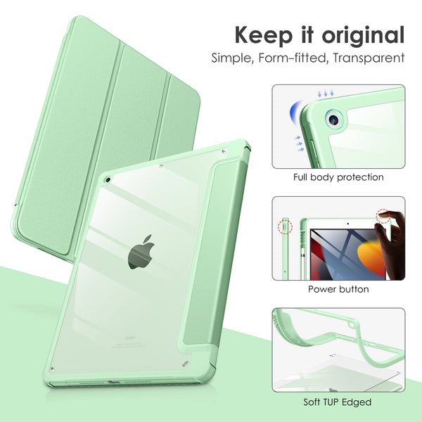 DTTOCASE Case for iPad 9th / 8th / 7th Generation 10.2 inch (2021/2020/2019 Released), Clear Back, TPU Shockproof Frame Cover[Built-in Pencil Holder,Support Auto Sleep/Wake] for ipad 10.2 - Black