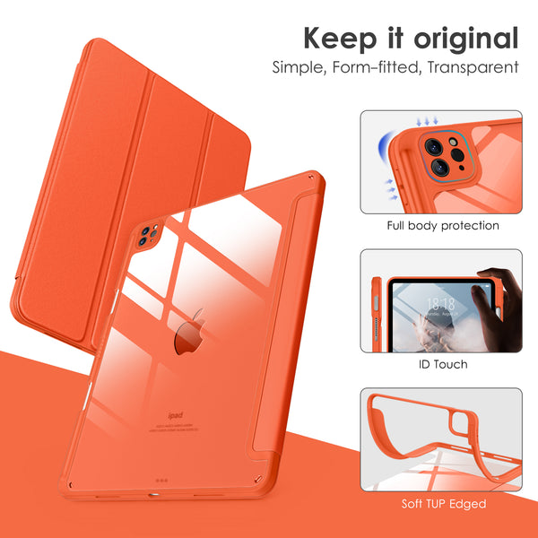 DTTOCASE for iPad Air Case 5th / 4th Generation 10.9 Inch (2022/2020),iPad Pro 11 Inch Case with Transparent Shockproof Back Cover[Built-in Pencil Holder,Auto Sleep/Wake,Camera Protection]-Blue Purple