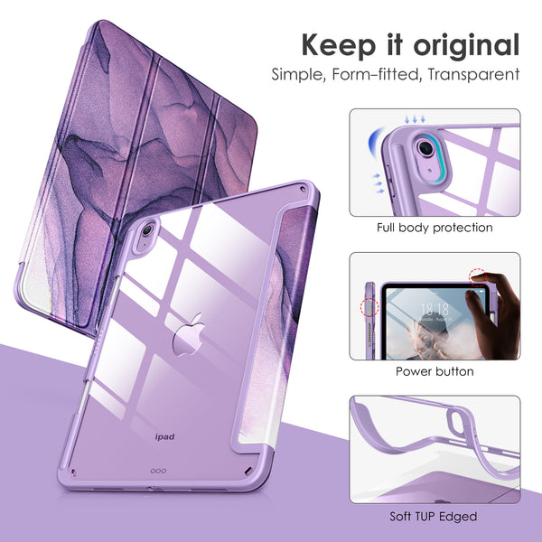 DTTOCASE iPad 10th Generation Case 2022, iPad 10.9 Inch Case with Clear Transparent Back and TPU Shockproof Frame Cover [Built-in Pencil Holder, Support Auto Sleep/Wake] -Watermelon