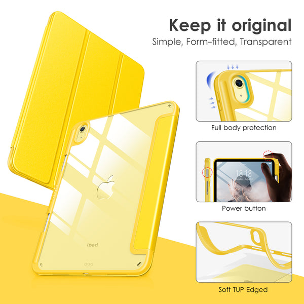 DTTOCASE iPad 10th Generation Case 2022, iPad 10.9 Inch Case with Clear Transparent Back and TPU Shockproof Frame Cover [Built-in Pencil Holder, Support Auto Sleep/Wake] -Watermelon