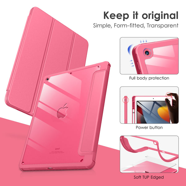 DTTOCASE Case for iPad 9th / 8th / 7th Generation 10.2 inch (2021/2020/2019 Released), Clear Back, TPU Shockproof Frame Cover[Built-in Pencil Holder,Support Auto Sleep/Wake] for ipad 10.2 - Black