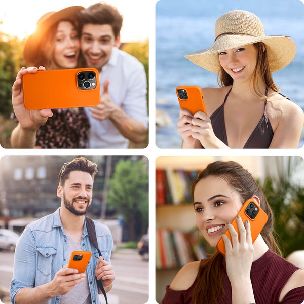 DTTO Compatible with iPhone 14 Pro Max Case, Ultra Slim Soft Premium Liquid Silicone [Military Grade Drop Protection] Full-Body Protective Bumper Phone Case for iPhone 14 Pro Max 6.7"(2022)- Orange