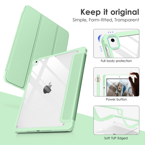 DTTOCASE for iPad 6th / 5th Generation 9.7 inch Case (2018/2017), iPad Air 2 & 1 (2014/2013) Case, Clear Back, Smart Cover [Built-in Pencil Holder, Auto Sleep/Wake] - Rose Gold