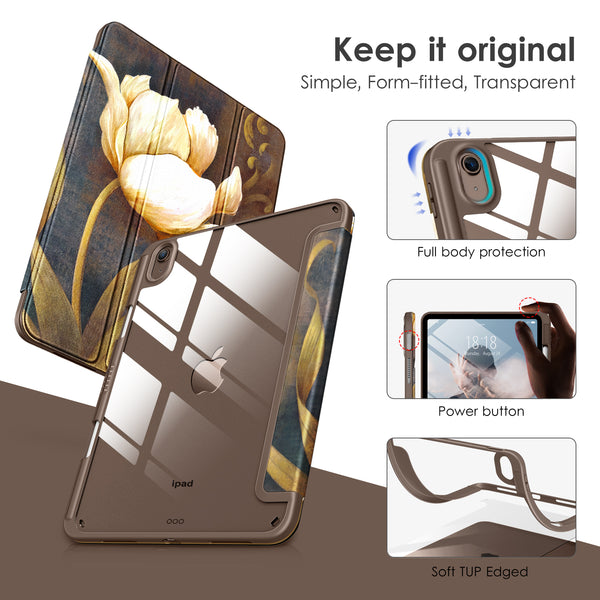 DTTOCASE iPad 10th Generation Case 2022, iPad 10.9 Inch Case with Clear Transparent Back and TPU Shockproof Frame Cover [Built-in Pencil Holder, Support Auto Sleep/Wake] -Watermelon