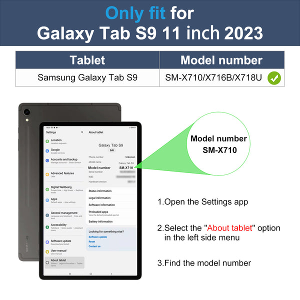 DTTO for Samsung Galaxy Tab S9 11 inch Case 2023 Release [SM-X710/X716B/X718U], Premium Leather Business Folio Stand Cover with S-Pen Holder, Auto Sleep/Wake for Galaxy Tab S9 11" Tablet, Black