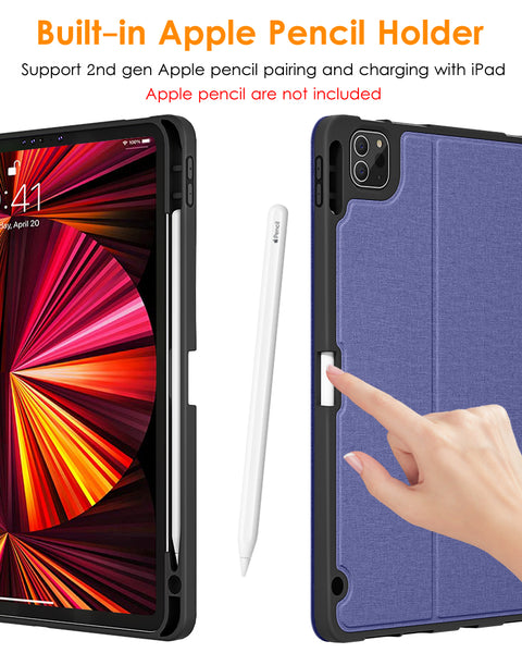 DTTO Case for iPad Pro 11 inch 4th/3rd/2nd/1st Generation 2022/2021/2020/2018-[Auto Wake/Sleep +Apple Pencil Charging +Full Body Protection], Soft TPU Back Cover-Also Fit iPad Air 5/4th Gen, Black