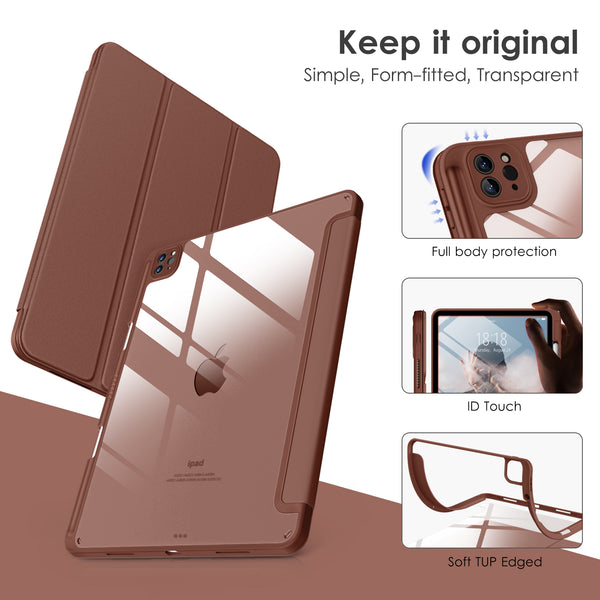 DTTOCASE iPad Pro 12.9 Case 6th / 5th / 4th / 3rd Generation 2022/2021 / 2020/2018,12.9 inch Clear Back Cover[Built-in Pencil Holder,Auto Sleep/Wake,Camera Protection] for iPad Pro-Blue Purple