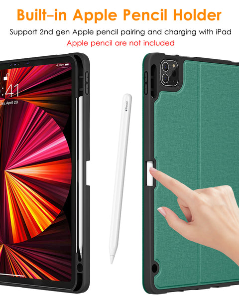 DTTO Case for iPad Pro 11 inch 4th/3rd/2nd/1st Generation 2022/2021/2020/2018-[Auto Wake/Sleep +Apple Pencil Charging +Full Body Protection], Soft TPU Back Cover-Also Fit iPad Air 5/4th Gen, Black