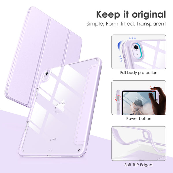 DTTOCASE iPad 10th Generation Case 2022, iPad 10.9 Inch Case with Clear Transparent Back and TPU Shockproof Frame Cover [Built-in Pencil Holder, Support Auto Sleep/Wake] -Black