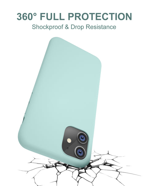 DTTO Compatible with iPhone 11 Case, [Romance Series] Full Covered Silicone Cover [Enhanced Camera and Screen Protection] with Honeycomb Grid Pattern Cushion for iPhone 11 6.1” 2019, Mint Green
