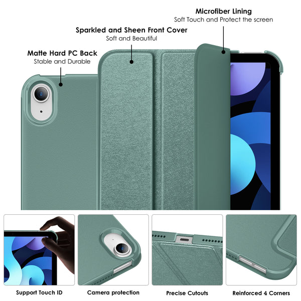 DTTO iPad Air Case 5th / 4th Generation 10.9 Inch, Hard Back, Sparkled and Sheen Front Cover for iPad Air 10.9" 5th / 4th Gen 2022 2020, Support 2nd Gen Pencil, Auto Sleep/Wake - Snow Blue