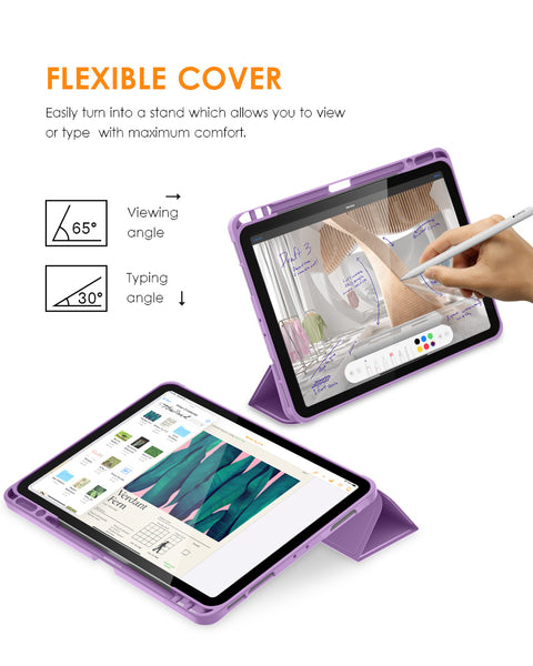 DTTO iPad Pro 12.9 case 2021 [Full Body Protection+Apple 2nd Pencil Charging+ Auto Sleep/Wake] Soft TPU Smart Back Cover Case, Ice Blue