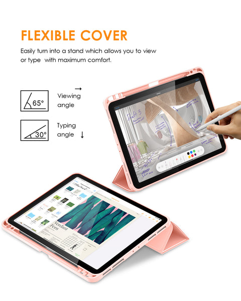 DTTO Case for iPad Pro 11 inch 4th/3rd/2nd/1st Generation 2022/2021/2020/2018, Slim Trifold Stand Soft TPU Back Cover with Built-in Pencil Holder,Also Fit iPad Air 5/4, [Auto Sleep/Wake],Navy Blue