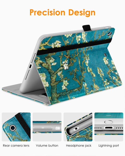 DTTO iPad Mini 1 2 3 Case, Premium Leather Folio Stand Cover Case with Multi-Angle Viewing and Auto Wake-Sleep Function, Front Pocket for Apple iPad Mini 1/Mini 2/Mini 3 - Brown