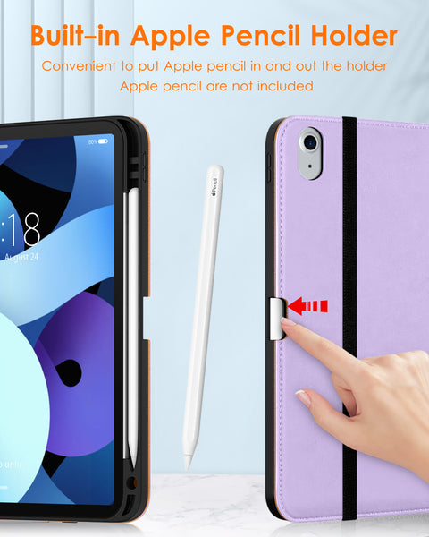 DTTO iPad Air 5th Generation Case (2022) / iPad Air 4th Generation Case (2020) 10.9 Inch, Premium Leather Business Folio Stand Cover with Pencil Holder [2nd Pencil Charging] for iPad Air 5/4, Brown