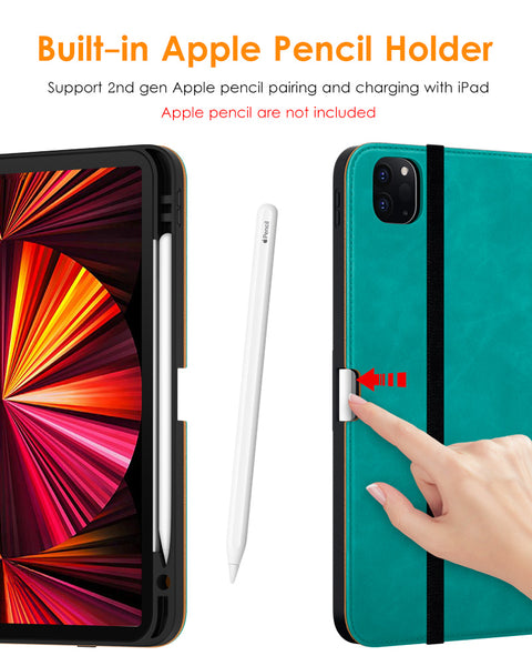 DTTO Case for iPad Pro 11 Inch 4th/3rd/2nd/1st Generation 2022/2021/2020/2018,Premium PU Leather Folio Stand Cover with Hand Strap,Fit iPad Air 4/5 - Auto Wake/Sleep,Multiple Viewing Angles, Brown