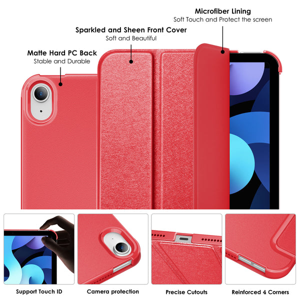 DTTO iPad Air Case 5th / 4th Generation 10.9 Inch, Hard Back, Sparkled and Sheen Front Cover for iPad Air 10.9" 5th / 4th Gen 2022 2020, Support 2nd Gen Pencil, Auto Sleep/Wake - Snow Blue