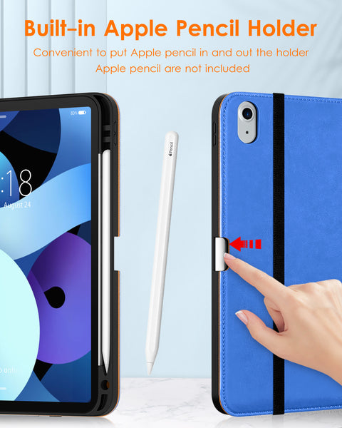 DTTO iPad Air 5th Generation Case (2022) / iPad Air 4th Generation Case (2020) 10.9 Inch, Premium Leather Business Folio Stand Cover with Pencil Holder [2nd Pencil Charging] for iPad Air 5/4, Brown