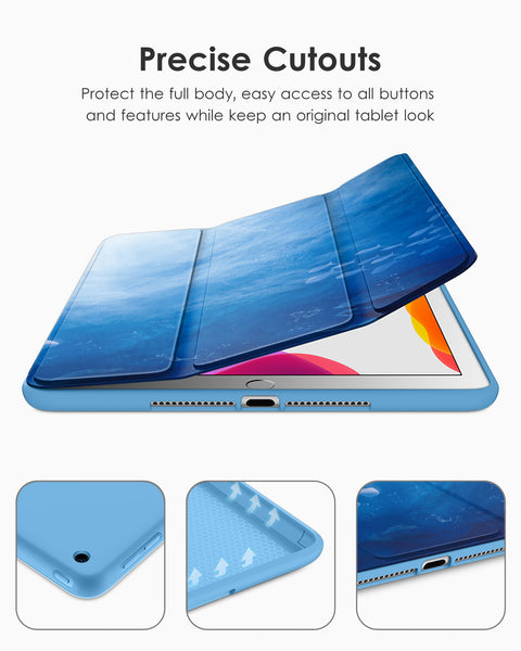 DTTO iPad 9th/ 8th/ 7th Generation 10.2 Case, Lightweight Soft TPU Back for iPad 10.2 Inch (2021/2020/2019) [Auto Wake/Sleep + Trifold Stand] - Rose Gold